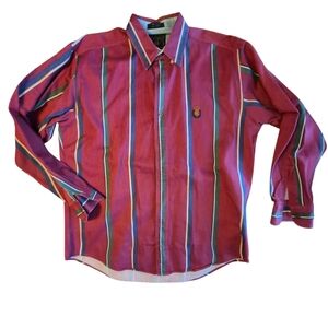 Vintage 90s Ralph Lauren Chaps Red Stripe Longsleeve Shirt Mens Mefium